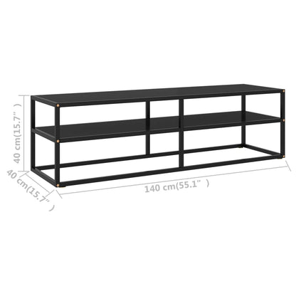 TV Cabinet Black with Black Glass 140x40x40 cm