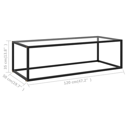 Coffee Table Black with Tempered Glass 120x50x35 cm