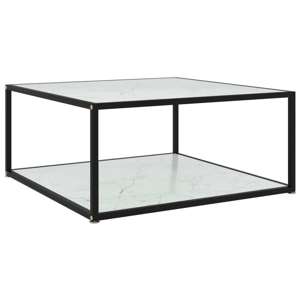 Coffee Table White 80x80x35 cm Tempered Glass