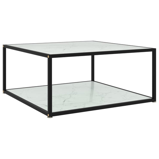 Coffee Table White 80x80x35 cm Tempered Glass