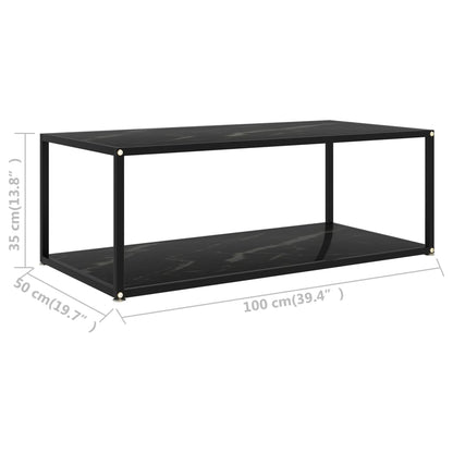 Coffee Table Black 100x50x35 cm Tempered Glass