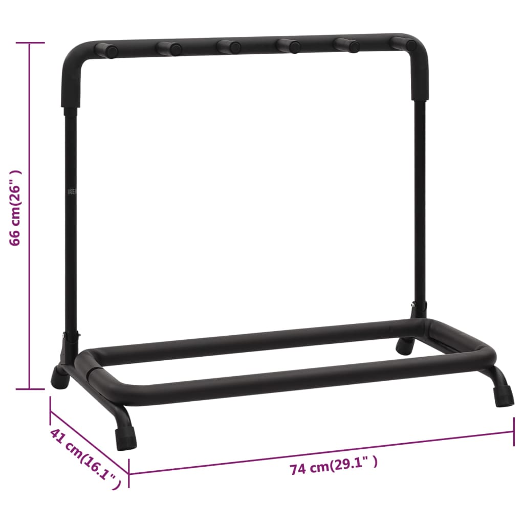 Folding Guitar Stand with 5 Sections Black 74x41x66 cm Steel