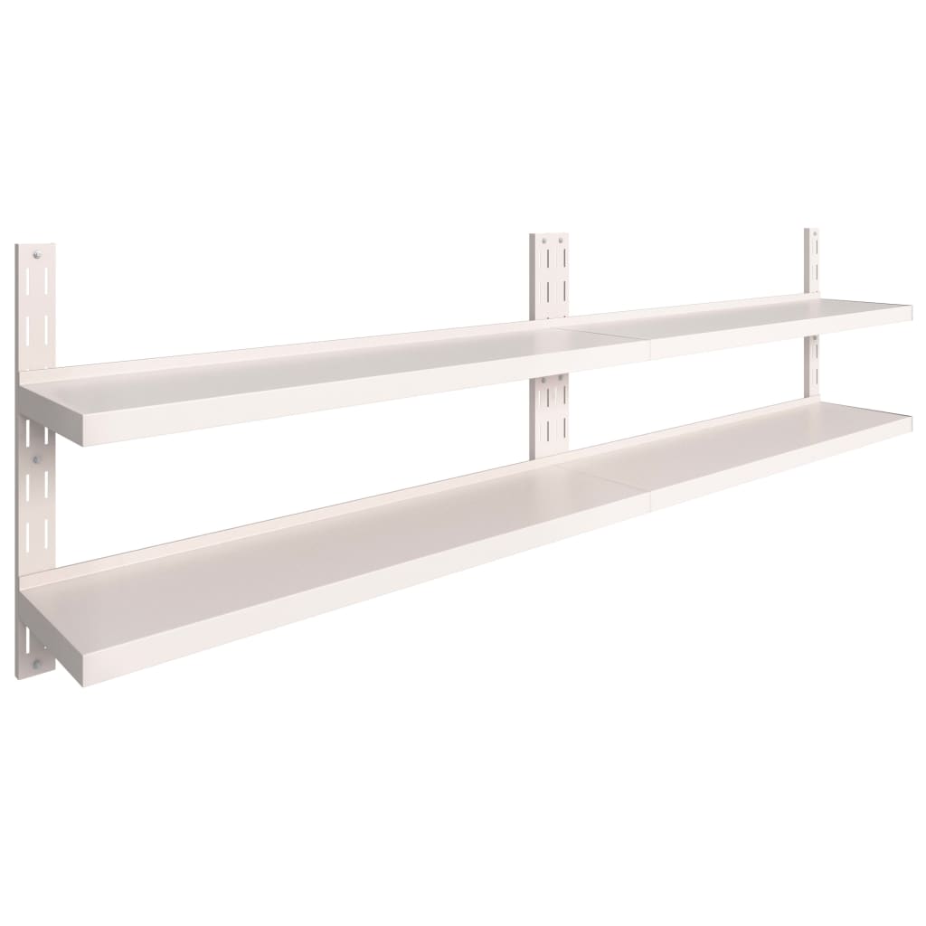 2-Tier Floating Wall Shelves 2 pcs Stainless Steel 300x30 cm