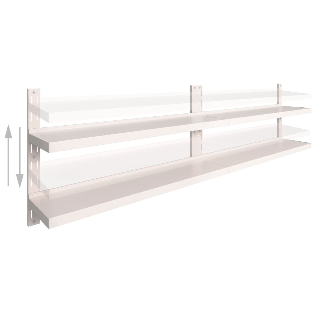 2-Tier Floating Wall Shelves 2 pcs Stainless Steel 300x30 cm