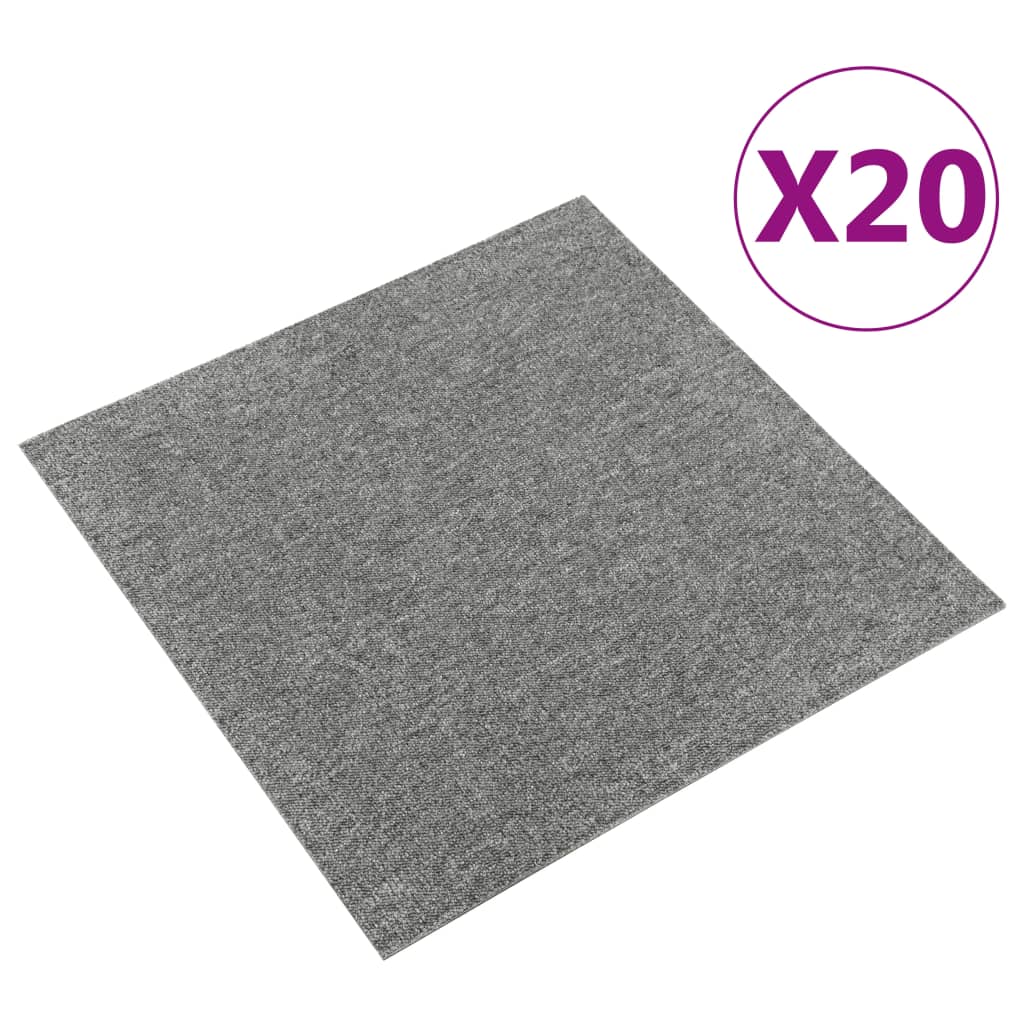 Carpet Floor Tiles 20 pcs 5 m² 50x50 cm Grey