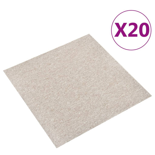 Carpet Floor Tiles 20 pcs 5 m² 50x50 cm Light Beige