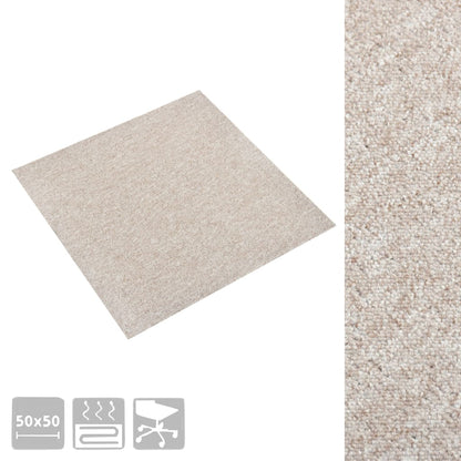 Carpet Floor Tiles 20 pcs 5 m² 50x50 cm Light Beige