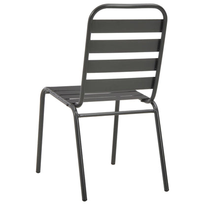 Outdoor Chairs 4 pcs Slatted Design Steel Dark Grey