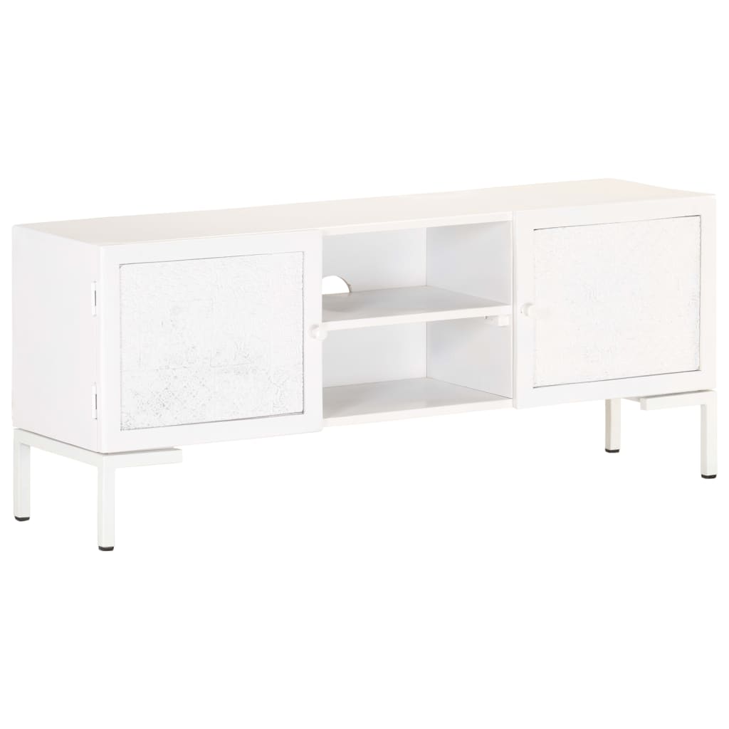 TV Cabinet White 115x30x46 cm Solid Mango Wood