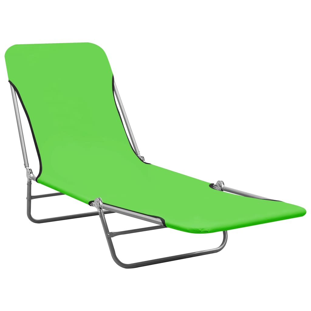 Folding Sun Loungers 2 pcs Steel and Fabric Green