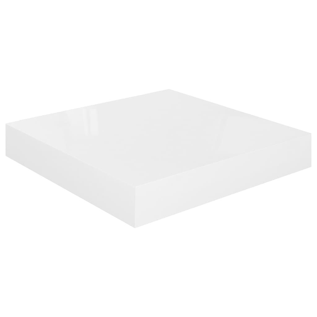 Floating Wall Shelves 4 pcs High Gloss White 23x23.5x3.8 cm MDF