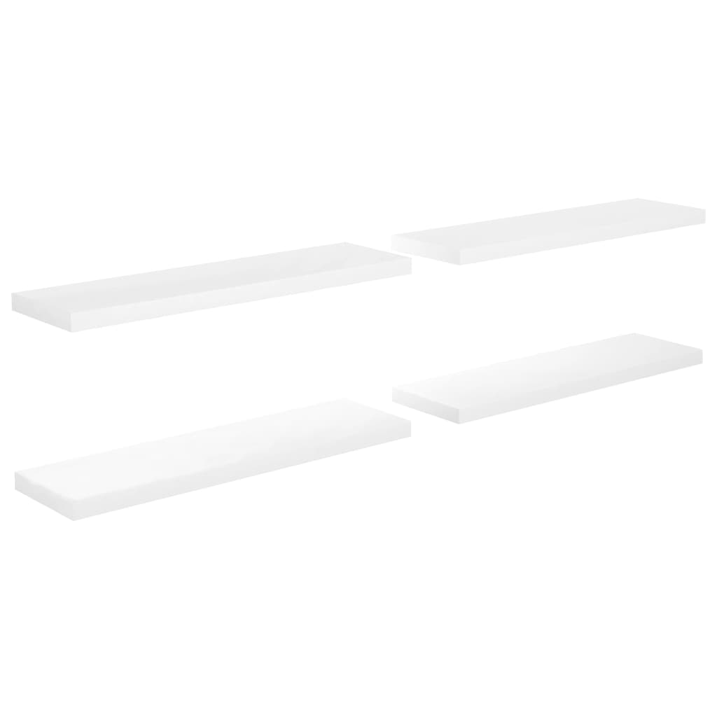 Floating Wall Shelves 4 pcs High Gloss White 90x23.5x3.8 cm MDF