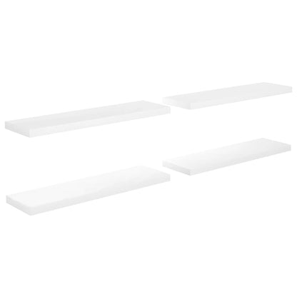 Floating Wall Shelves 4 pcs High Gloss White 90x23.5x3.8 cm MDF