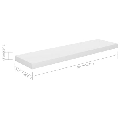 Floating Wall Shelves 4 pcs High Gloss White 90x23.5x3.8 cm MDF