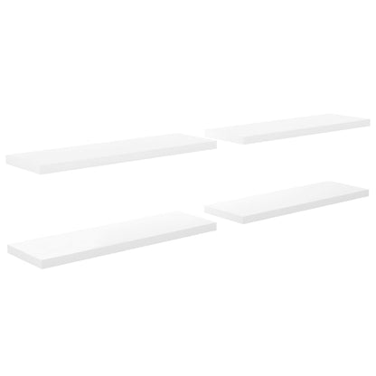 Floating Wall Shelves 4 pcs High Gloss White 120x23.5x3.8 cm MDF