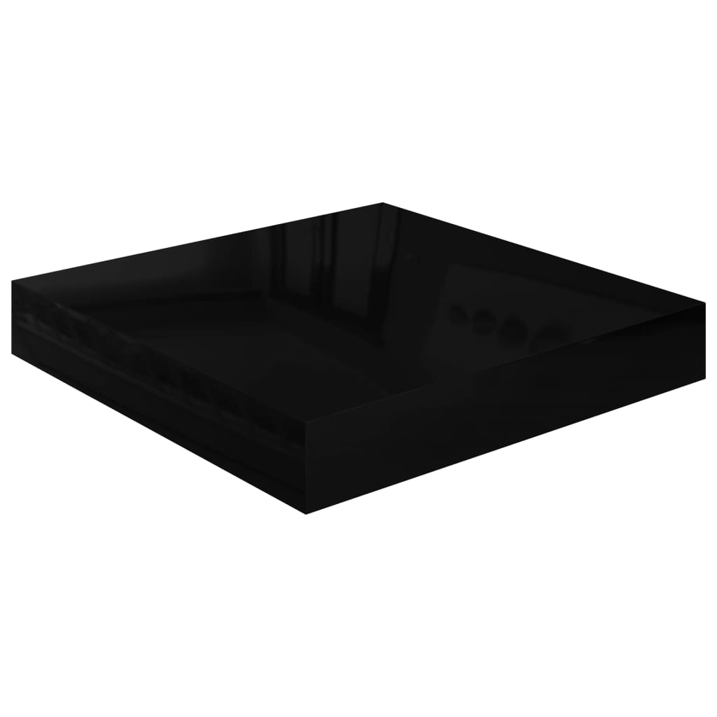 Floating Wall Shelf High Gloss Black 23x23.5x3.8 cm MDF