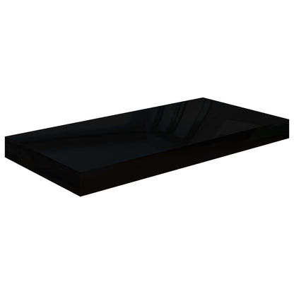 Floating Wall Shelves 2 pcs High Gloss Black 50x23x3.8 cm MDF