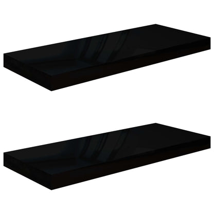 Floating Wall Shelves 2 pcs High Gloss Black 60x23.5x3.8 cm MDF