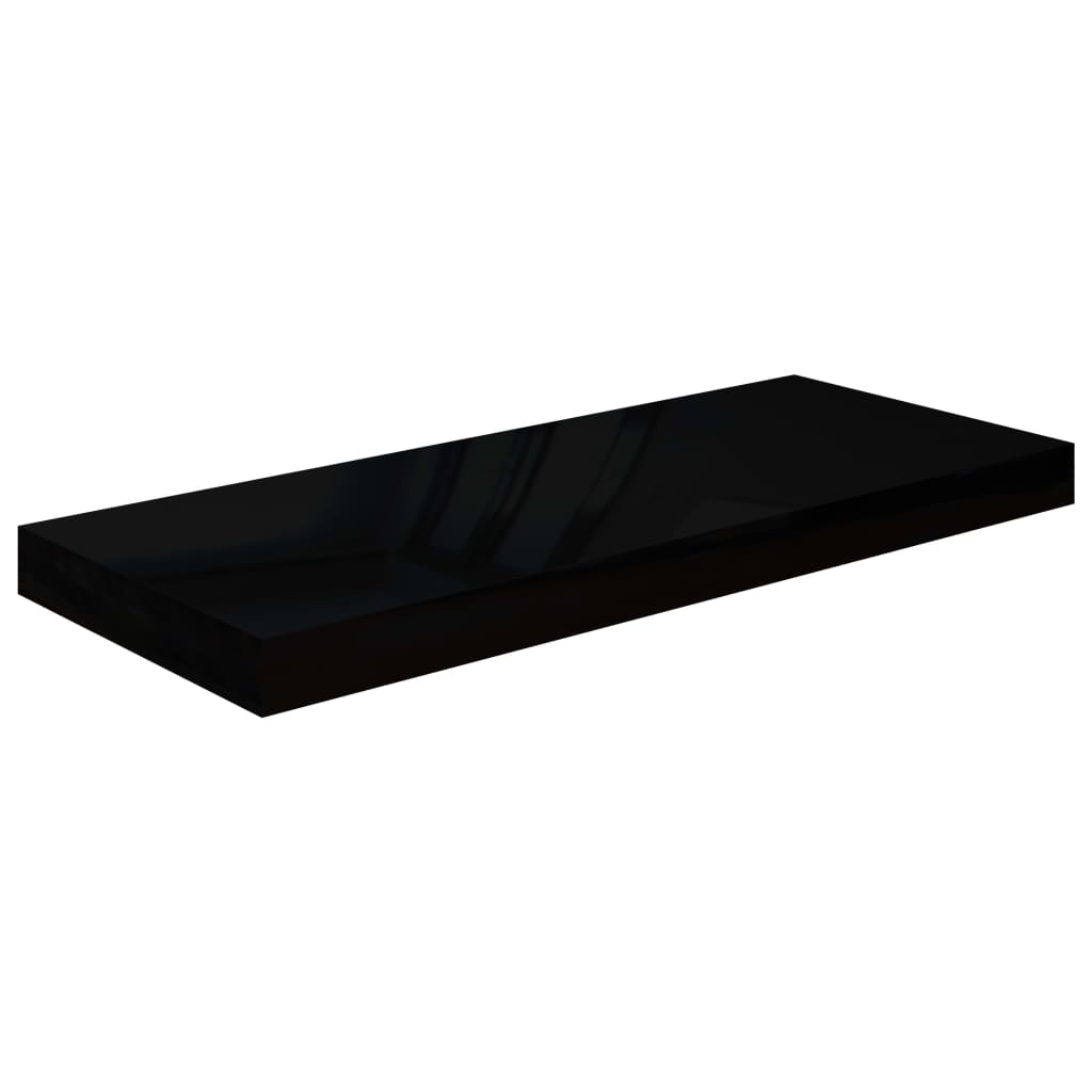 Floating Wall Shelves 2 pcs High Gloss Black 60x23.5x3.8 cm MDF