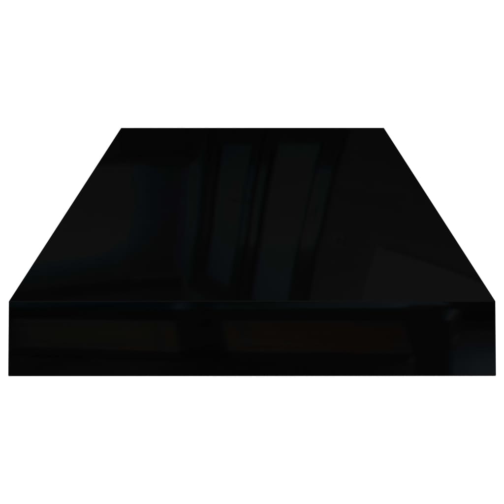 Floating Wall Shelves 2 pcs High Gloss Black 60x23.5x3.8 cm MDF