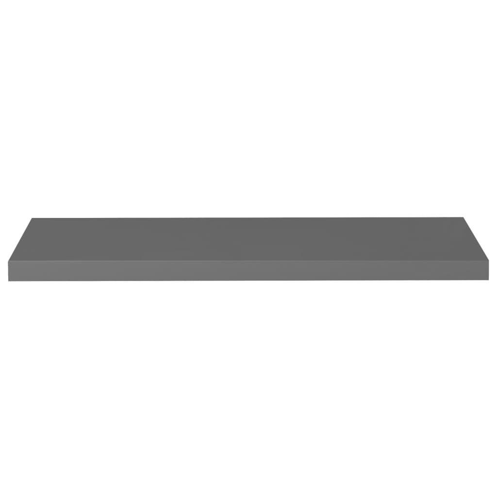 Floating Wall Shelves 4 pcs High Gloss Grey 90x23.5x3.8 cm MDF