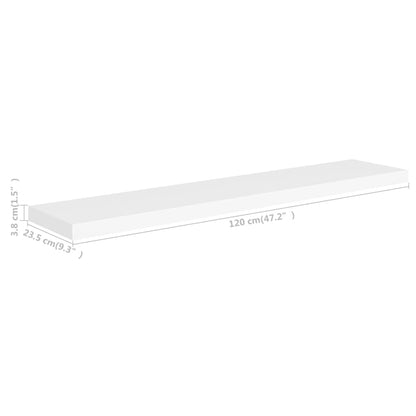 Floating Wall Shelf White 120x23.5x3.8 cm MDF