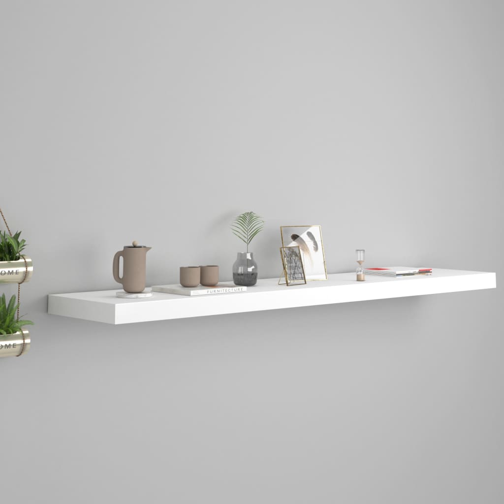 Floating Wall Shelf White 120x23.5x3.8 cm MDF