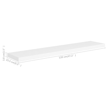 Floating Wall Shelves 2 pcs White 120x23.5x3.8 cm MDF