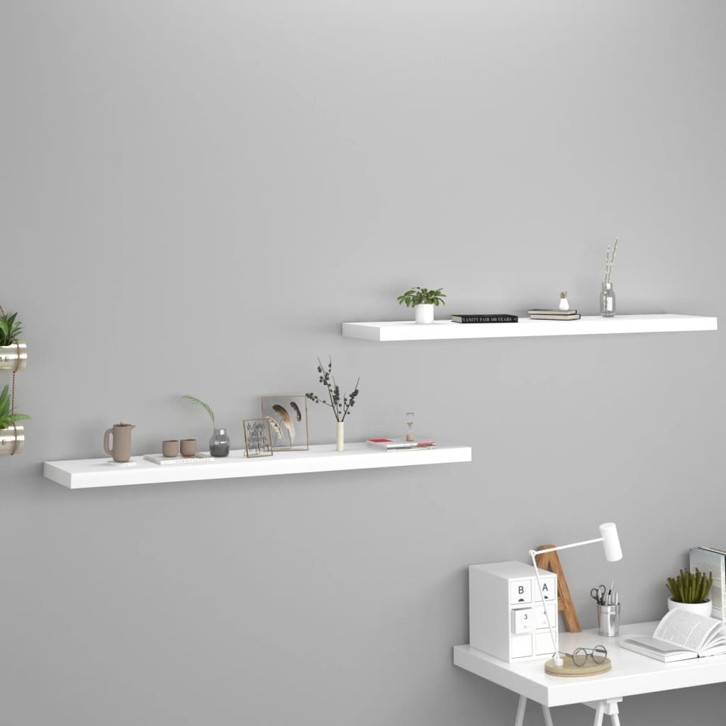 Floating Wall Shelves 2 pcs White 120x23.5x3.8 cm MDF