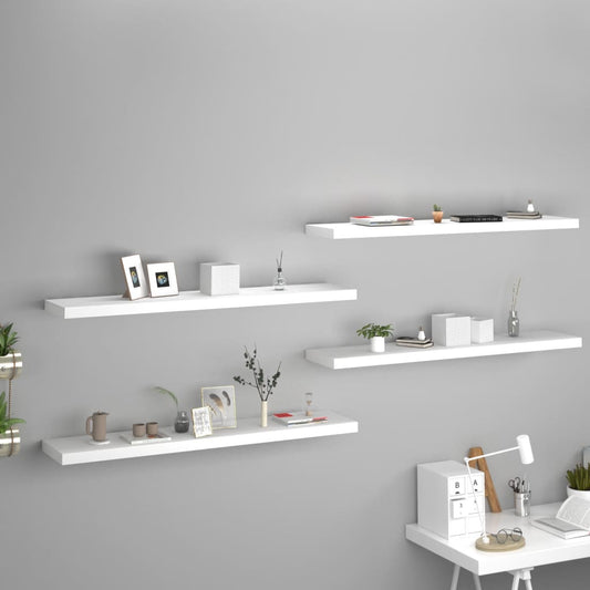 Floating Wall Shelves 4 pcs White 120x23.5x3.8 cm MDF