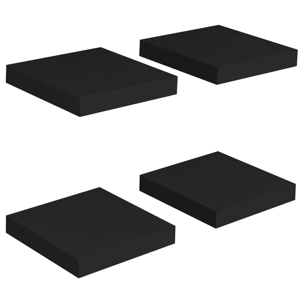 Floating Wall Shelves 4 pcs Black 23x23.5x3.8 cm MDF