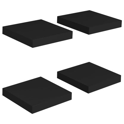 Floating Wall Shelves 4 pcs Black 23x23.5x3.8 cm MDF