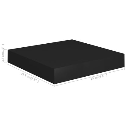 Floating Wall Shelves 4 pcs Black 23x23.5x3.8 cm MDF