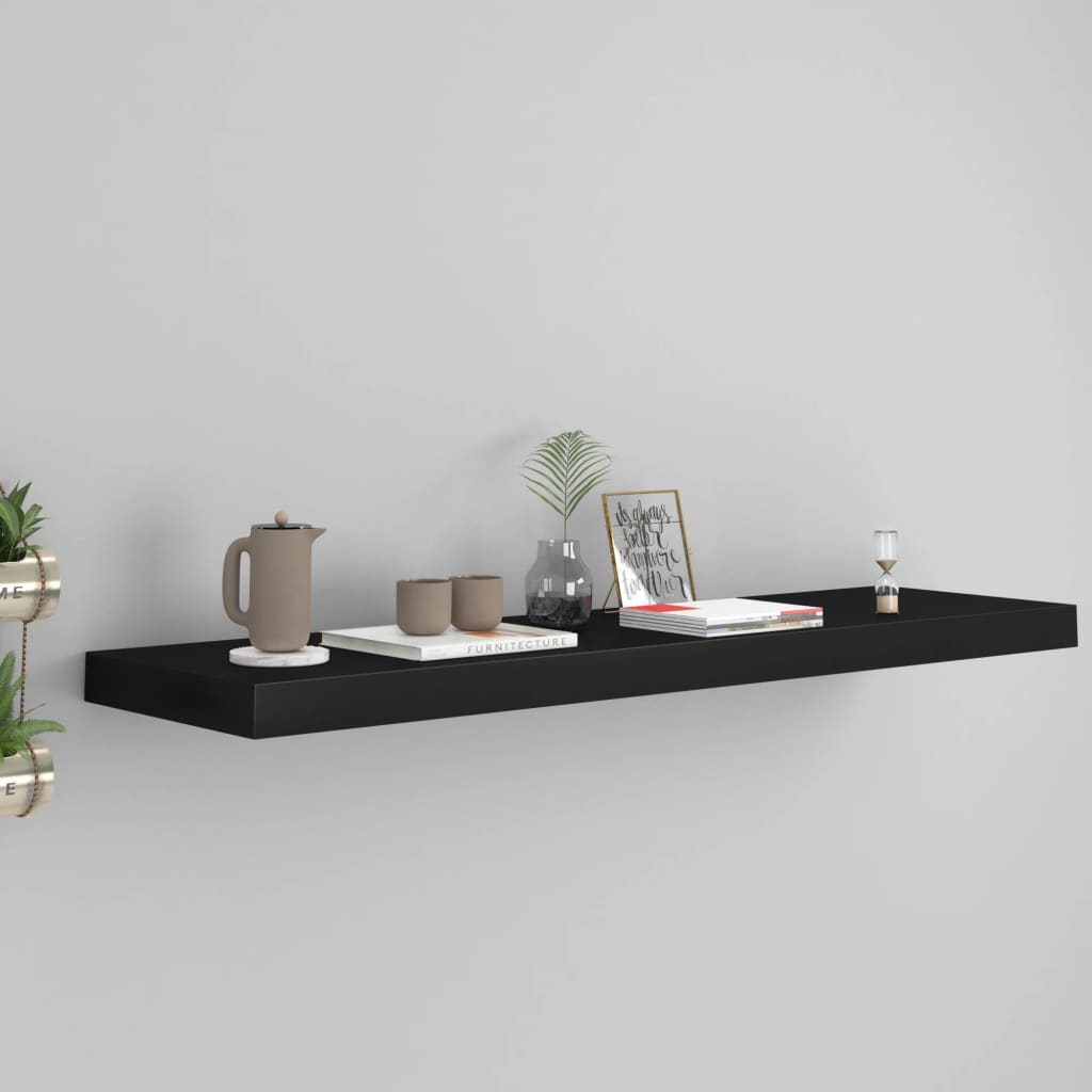 Floating Wall Shelf Black 90x23.5x3.8 cm MDF