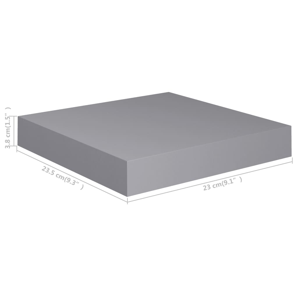 Floating Wall Shelves 4 pcs Grey 23x23.5x3.8 cm MDF