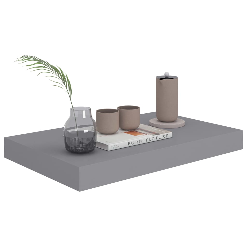 Floating Wall Shelf Grey 40x23x3.8 cm MDF