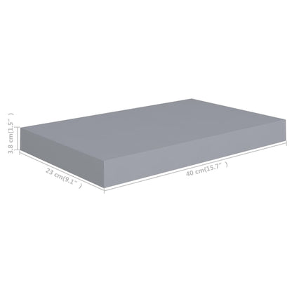 Floating Wall Shelf Grey 40x23x3.8 cm MDF