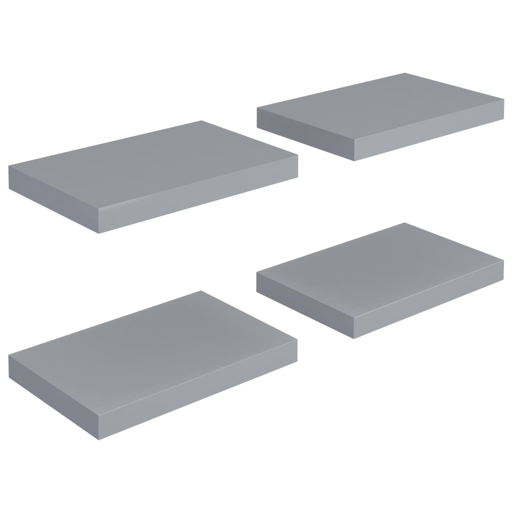 Floating Wall Shelves 4 pcs Grey 40x23x3.8 cm MDF