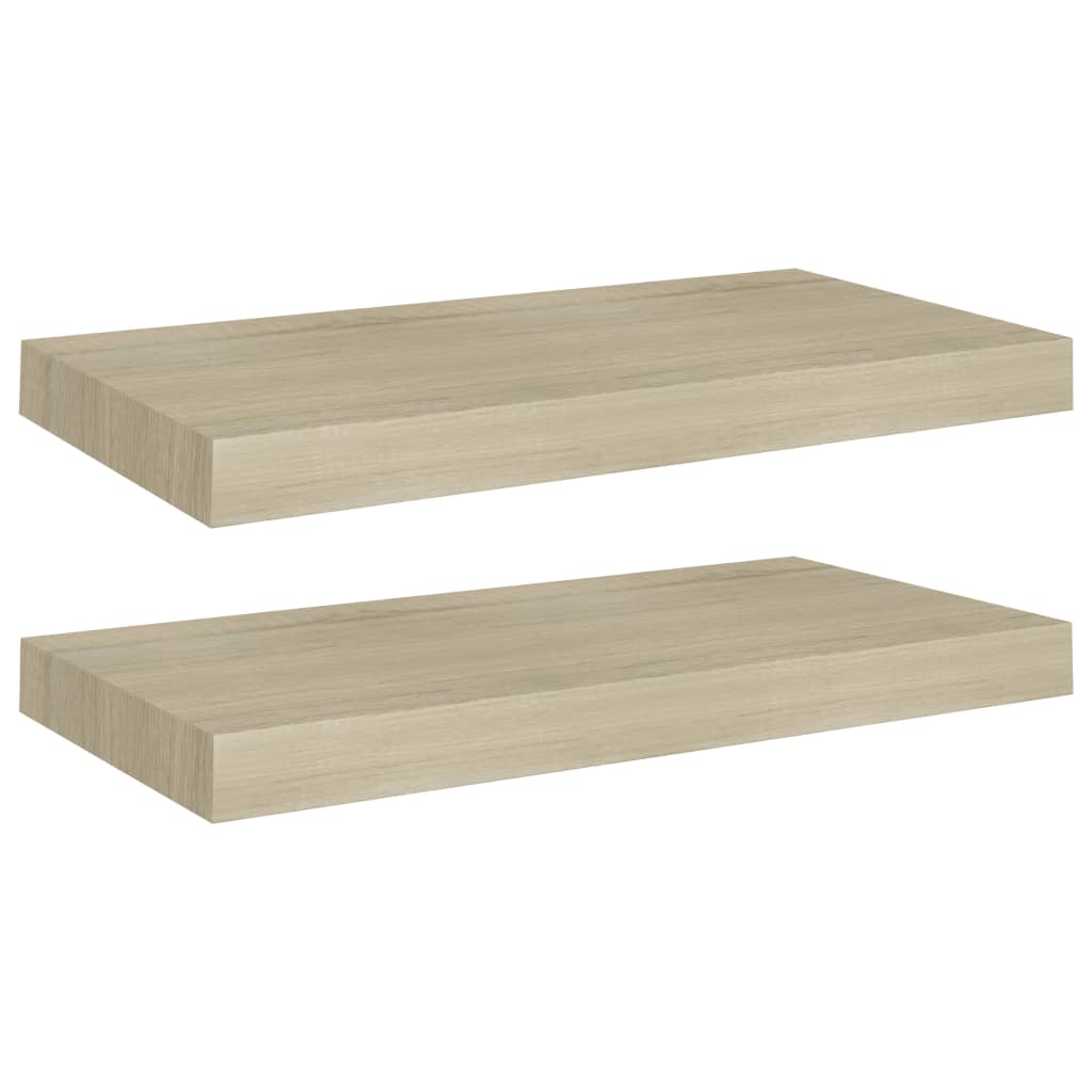 Floating Wall Shelves 2 pcs Oak 50x23x3.8 cm MDF