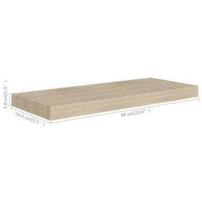 Floating Wall Shelf Oak 60x23.5x3.8 cm MDF