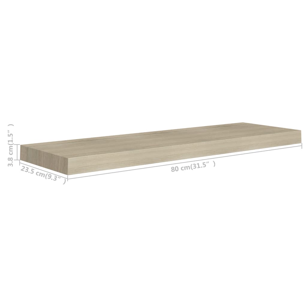 Floating Wall Shelf Oak 80x23.5x3.8 cm MDF