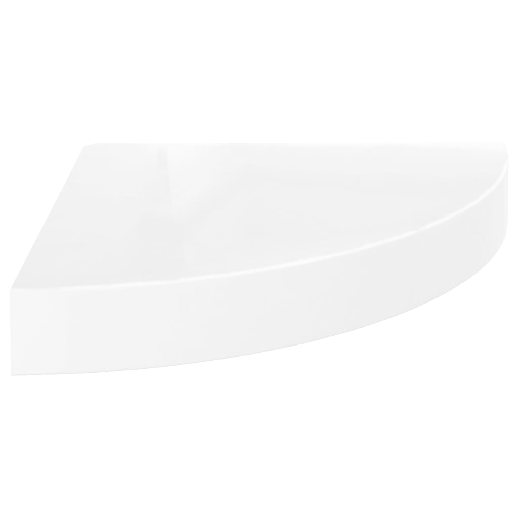 Floating Corner Shelf High Gloss White 25x25x3.8 cm MDF