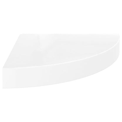 Floating Corner Shelf High Gloss White 25x25x3.8 cm MDF