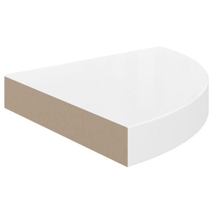 Floating Corner Shelf High Gloss White 25x25x3.8 cm MDF