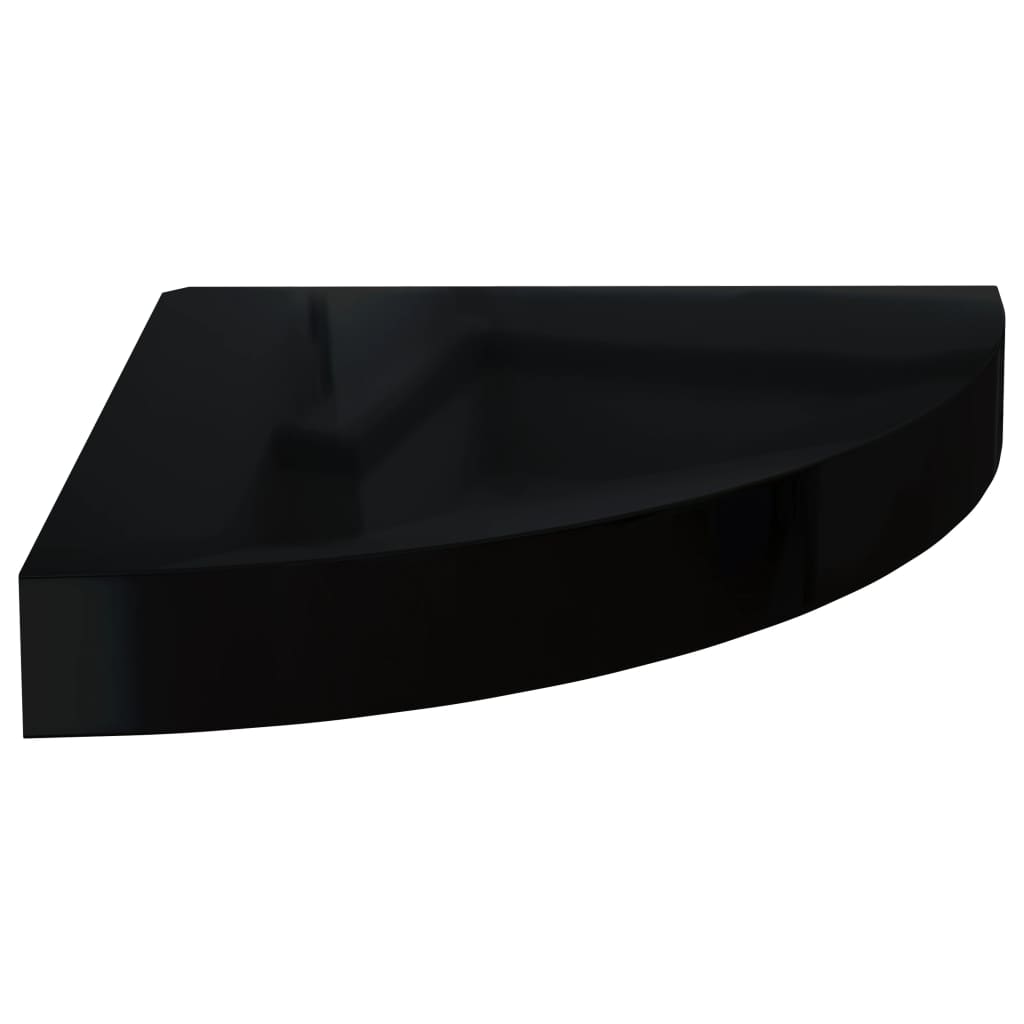 Floating Corner Shelves 4 pcs High Gloss Black 25x25x3.8 cm MDF