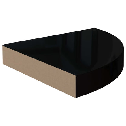 Floating Corner Shelves 4 pcs High Gloss Black 25x25x3.8 cm MDF