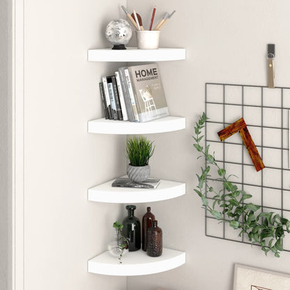 Floating Corner Shelves 4 pcs White 25x25x3.8 cm MDF