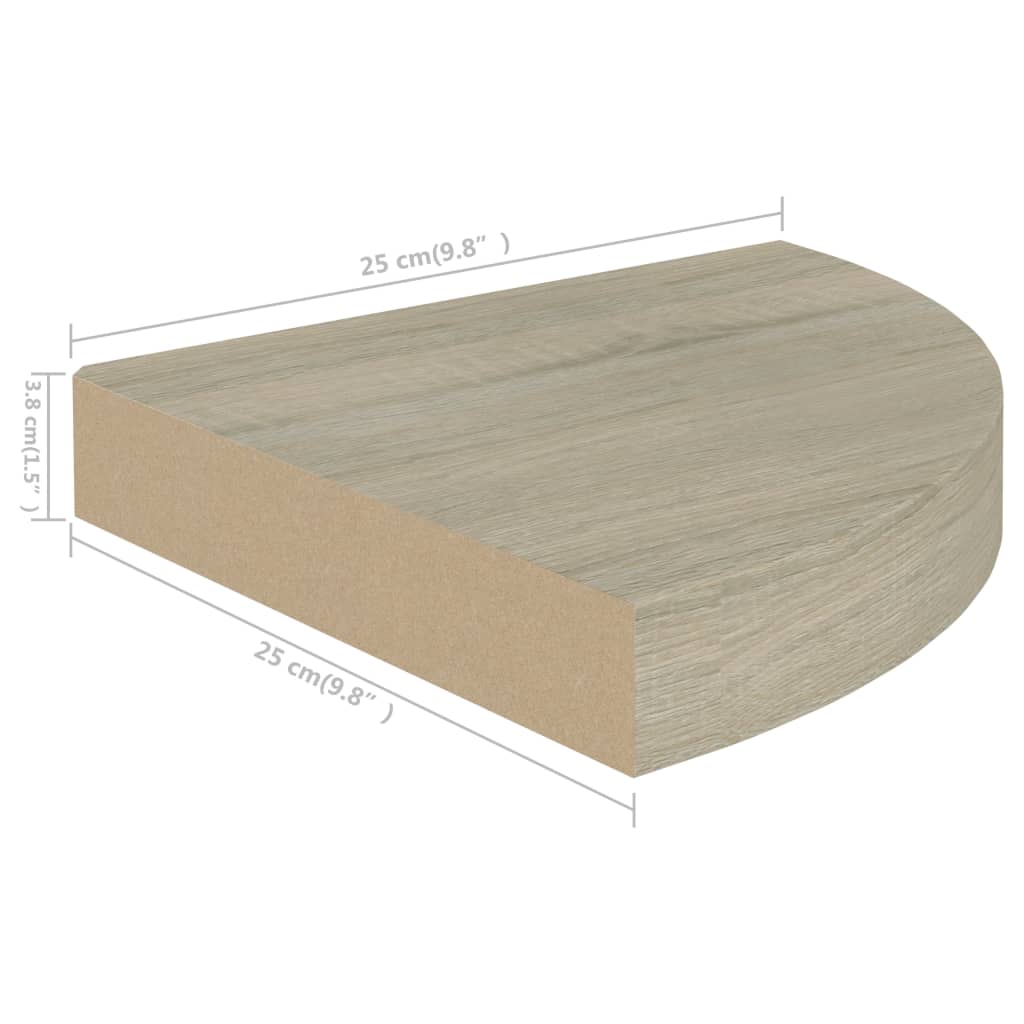 Floating Corner Shelf Oak 25x25x3.8 cm MDF