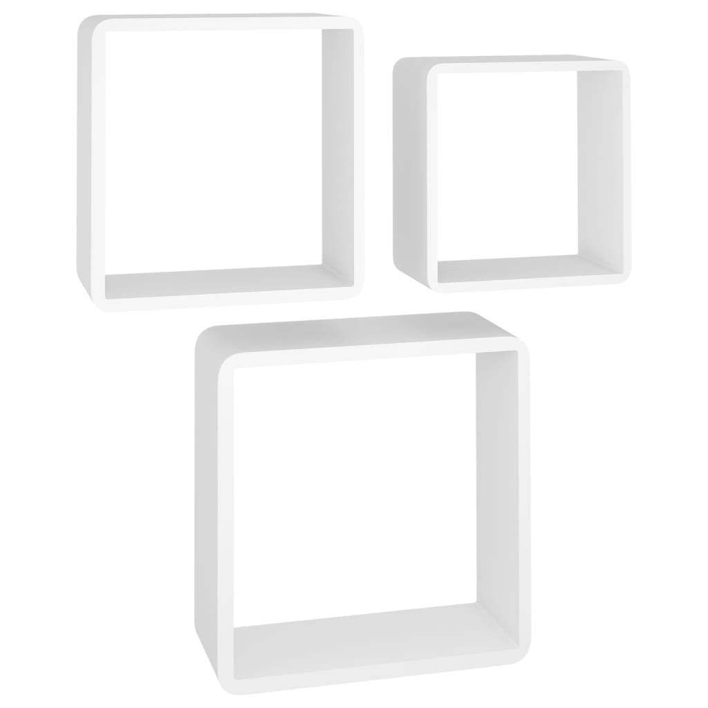 Wall Cube Shelves 3 pcs White MDF