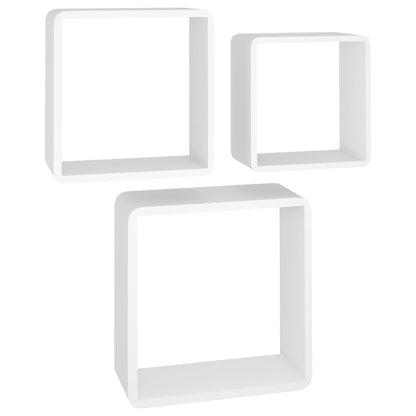 Wall Cube Shelves 3 pcs White MDF